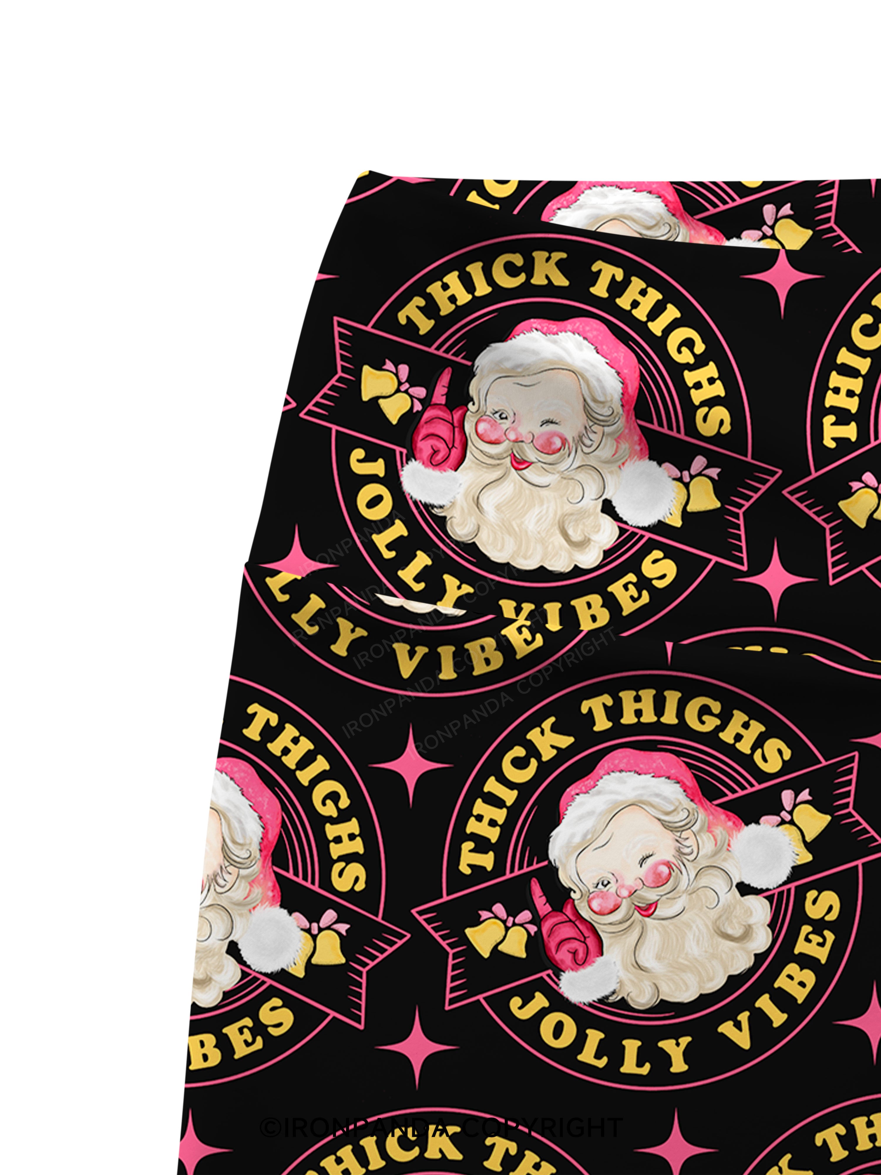 THICK THIGHS JOLLY VIBES Printed Yoga Cycling Shorts