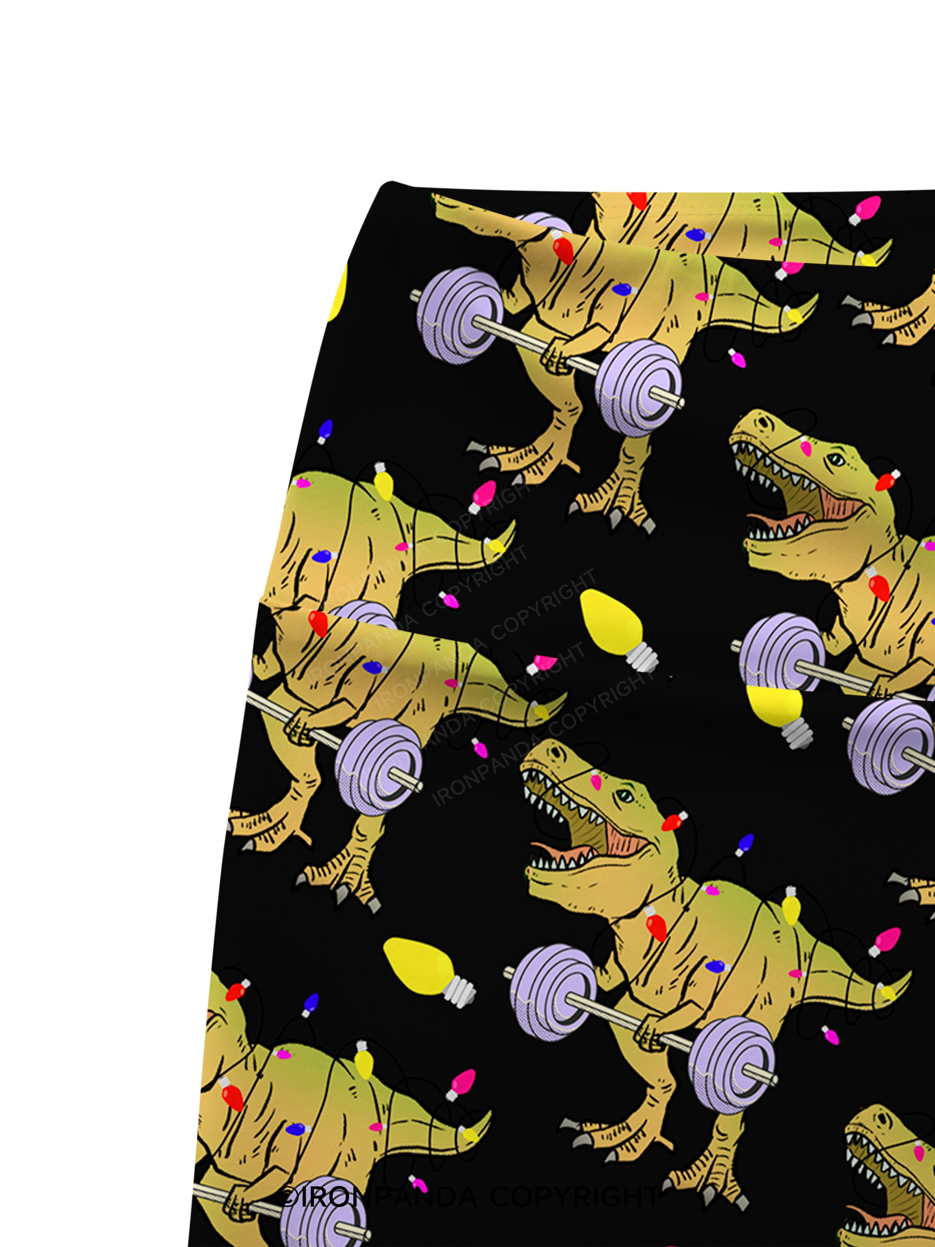 Christmas Dinosaur Printed Yoga Cycling Shorts