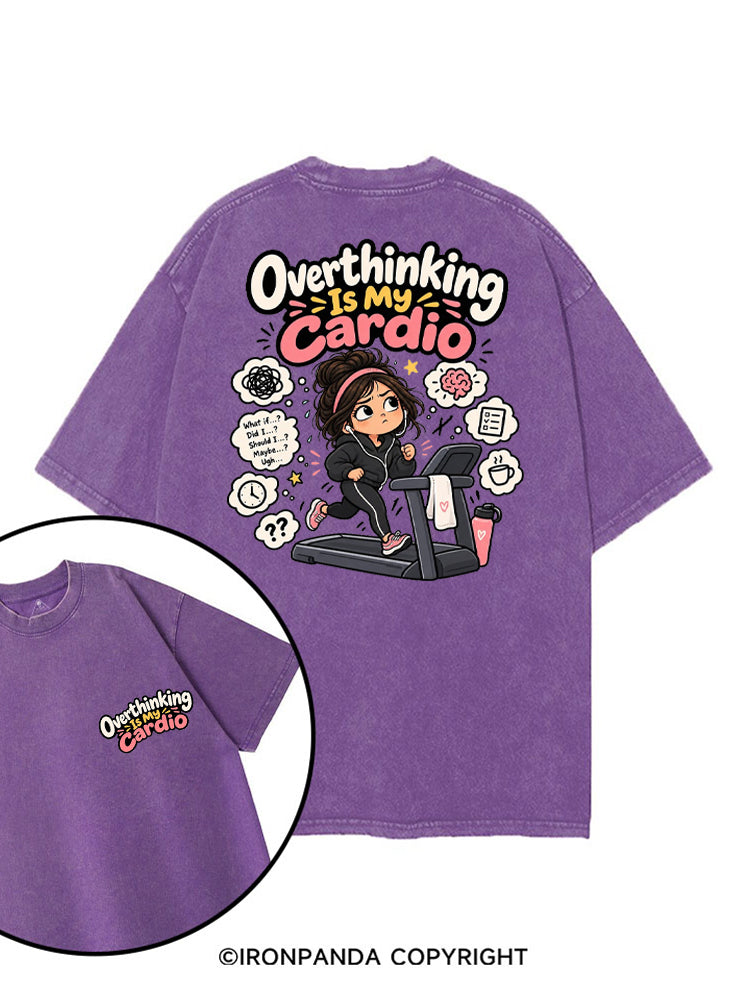 OVERTHINKING IS MY CARDIO FUNNY WORKOUT printed Gym Shirt