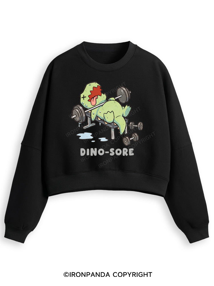DINO-SORE FUNNY Fleece Crop Sweatshirt