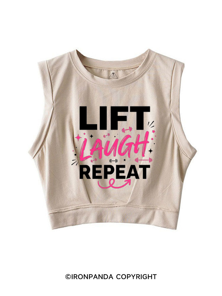 Lift Laugh Repeat SLEEVELESS CROP TOPS