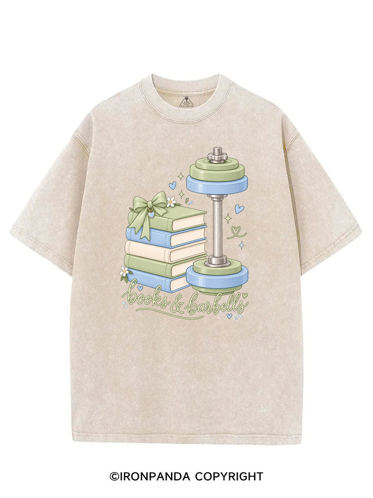 BOOKS & BARBELLS BOOKISH GYM LOVER VINTAGE GYM SHIRT