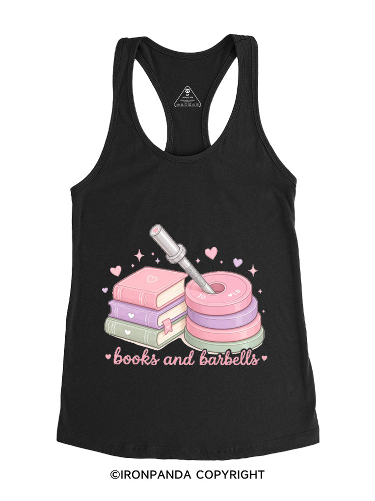 BOOKS AND BARBELLS WORKOUT Gym Racerback Tank