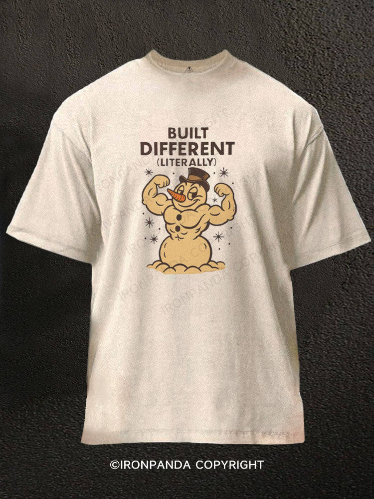 Snowman Built Different Washed Gym Shirt