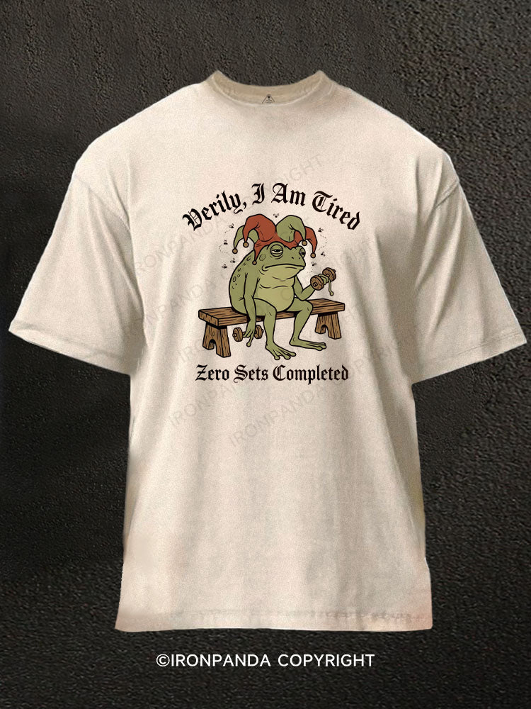Medieval Frog Verily, I Am Tired Washed Gym Shirt