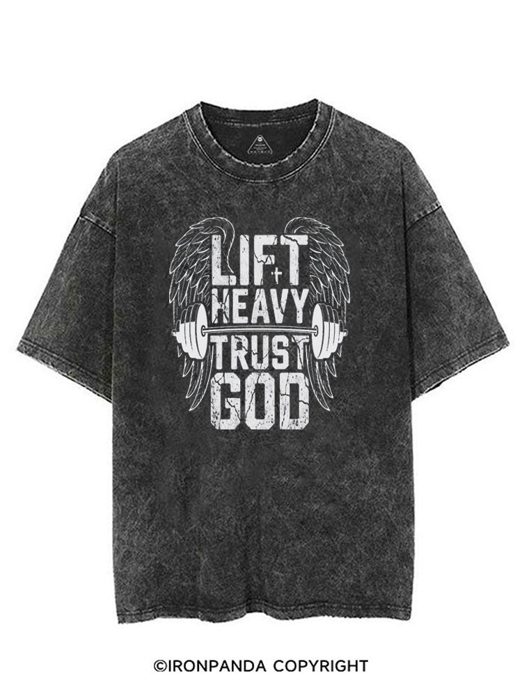 LIFT HEAVY TRUST GOD VINTAGE GYM SHIRT
