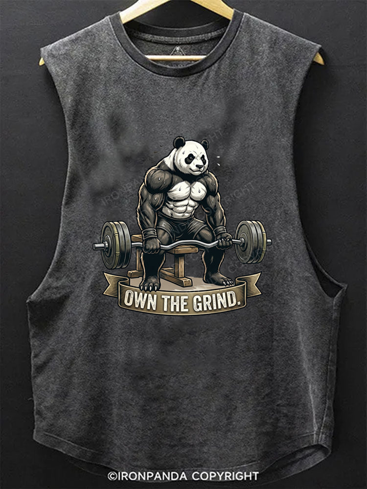 Panda Own The Grind Gym Motivation Fitness Scoop Bottom Cotton Tank