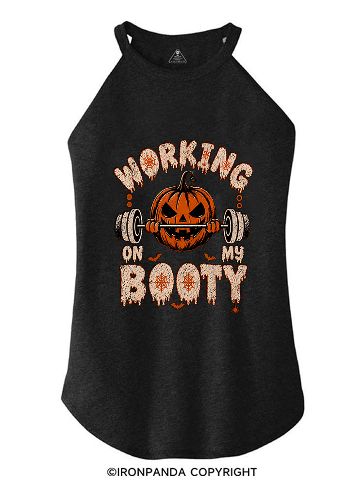 WORKING ON MY BOOTY FUNNY HALLOWEEN PUMPKIN ROCKER COTTON TANK