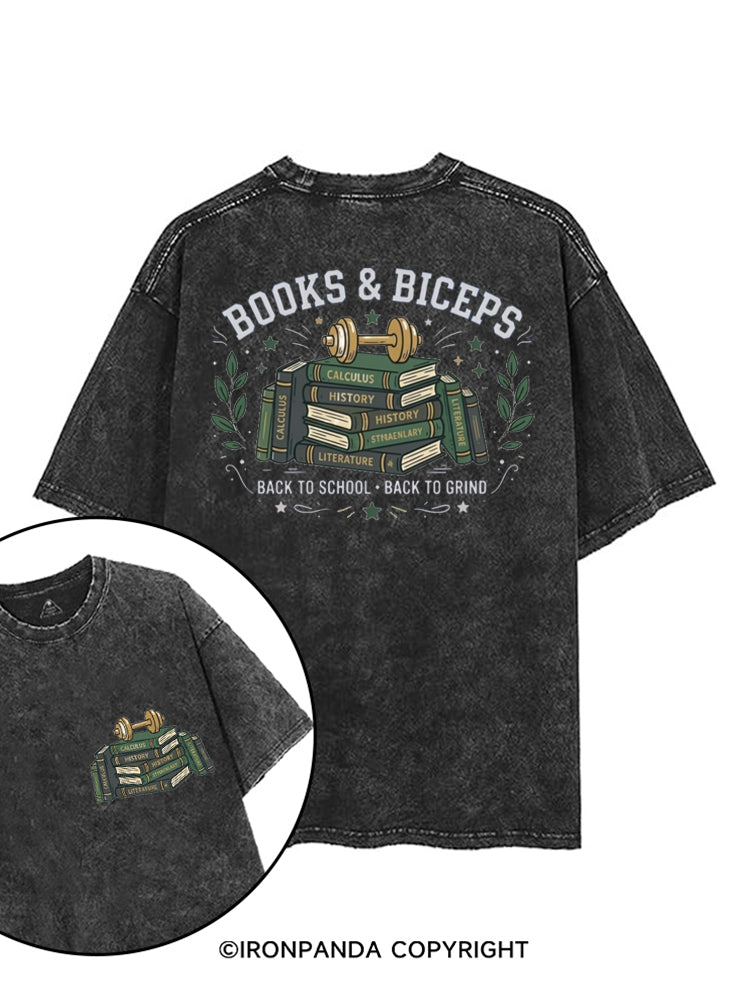 BOOKS & BICEPS BACK TO SCHOOL BACK TO GRIND printed Gym Shirt
