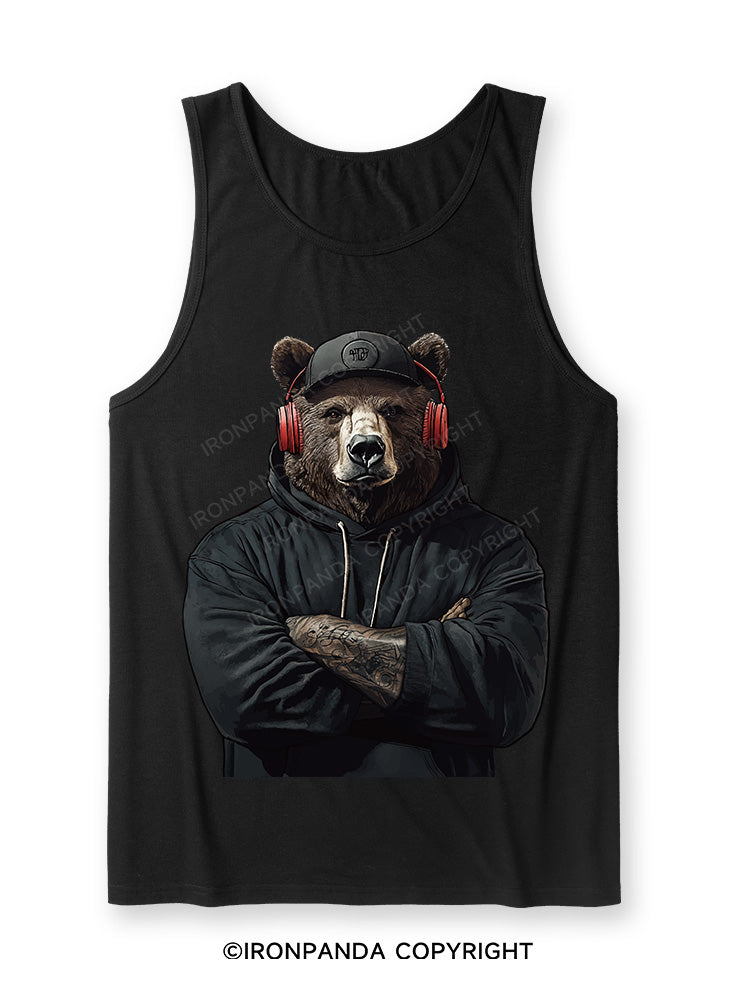 Bear with headphones Ultra Soft Heather Tank