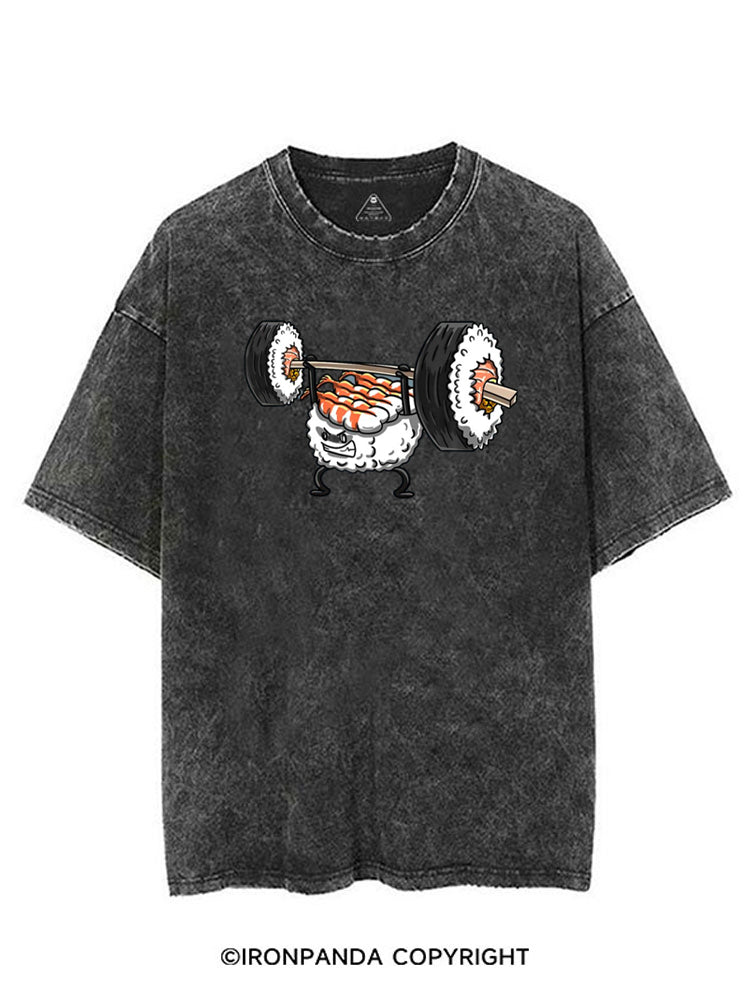 Weightlifting Sushi Funny VINTAGE GYM SHIRT