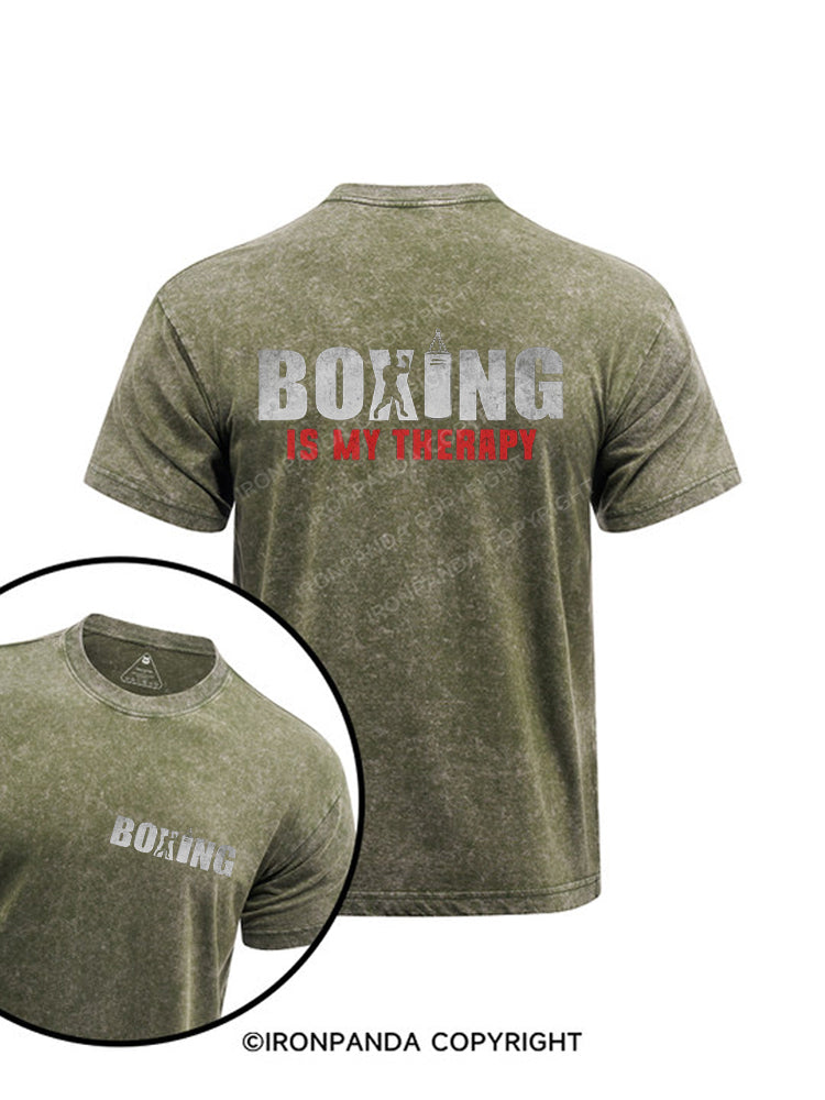 Boxing is my Therapy Printed Washed Gym Shirt