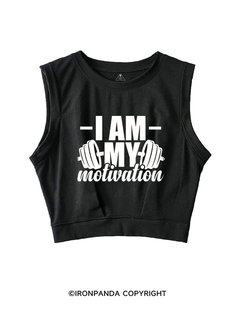 I AM MY MOTIVATION SLEEVELESS CROP TOPS