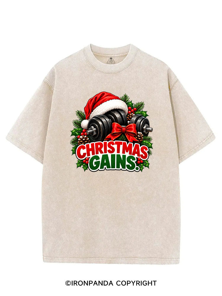 CHRISTMAS GAINS MERRY LIFTMAS VINTAGE GYM SHIRT