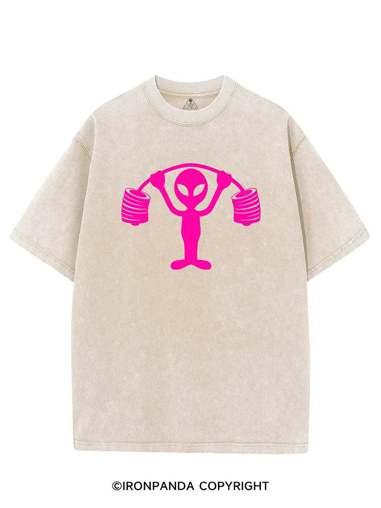 PINK ALIEN POWERLIFTING VINTAGE GYM SHIRT