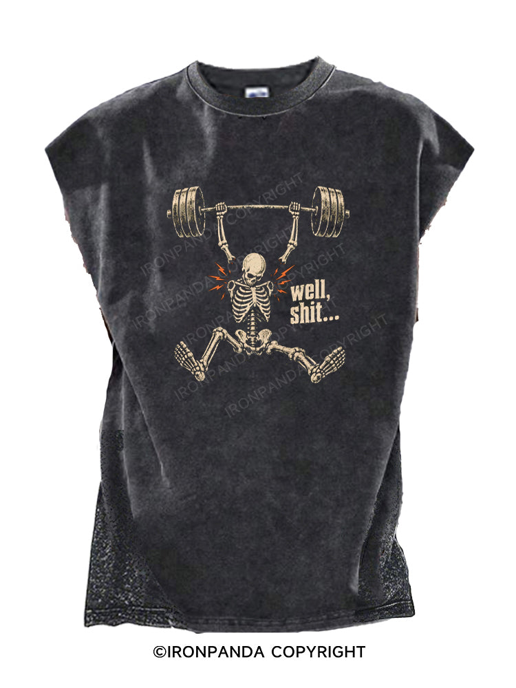 Skeleton Weightlifting Well Shit Cut Off Tank