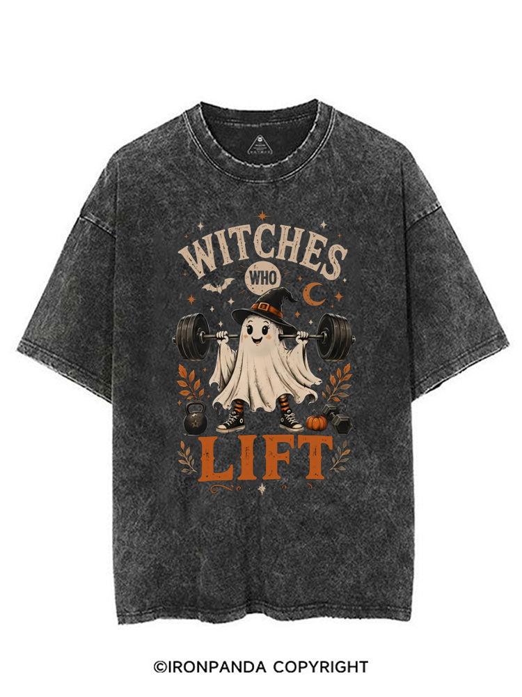 WITCHES WHO LIFT GHOST HALLOWEEN GYM VINTAGE GYM SHIRT