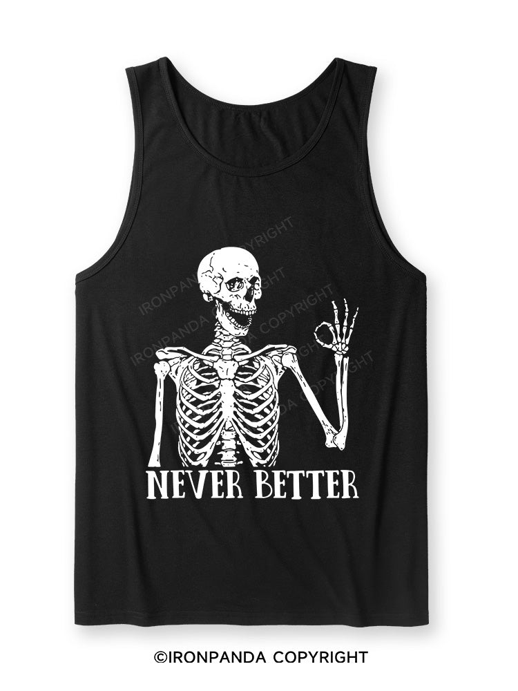 NEVER BETTER SKELETON Ultra Soft Heather Tank