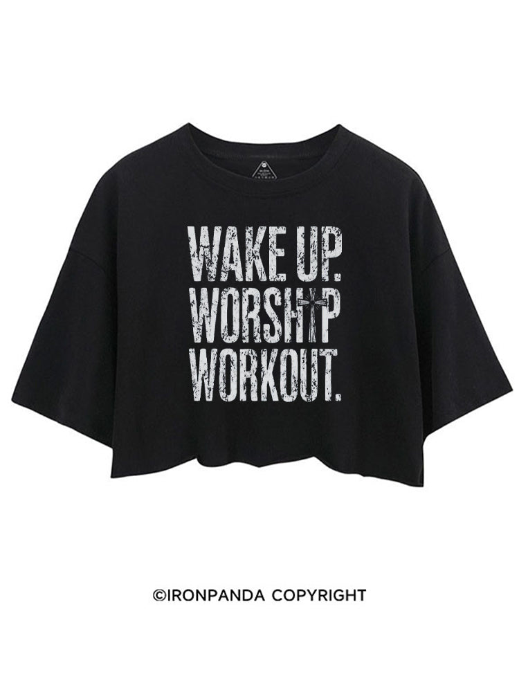 WAKE UP WORSHIP WORKOUT JESUS CROP TOPS