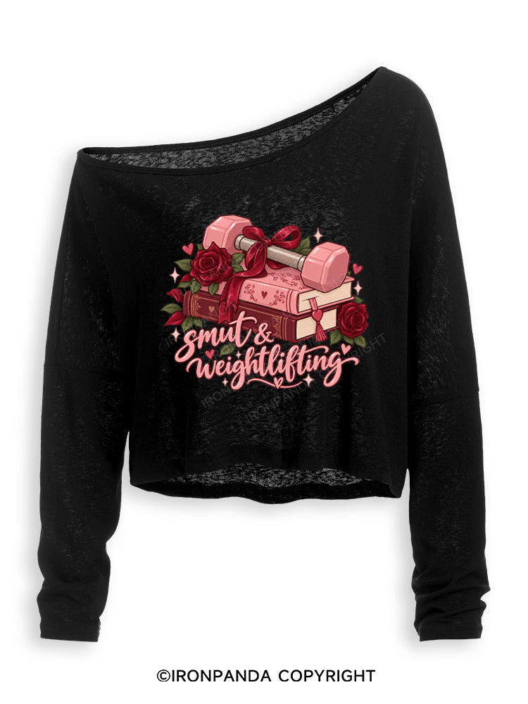 Smut & Weightlifting Off Shoulder Long Sleeve Crop Top