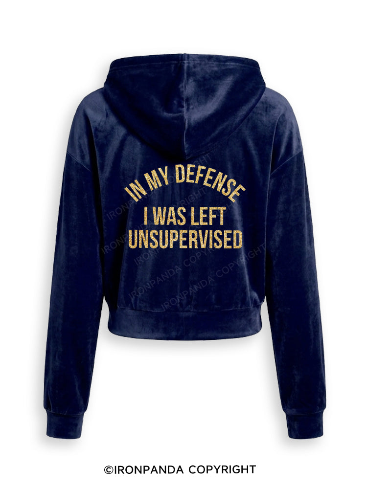 IN MY DEFENSE I WAS LEFT UNSUPERVISED Velvet Tracksuit Set