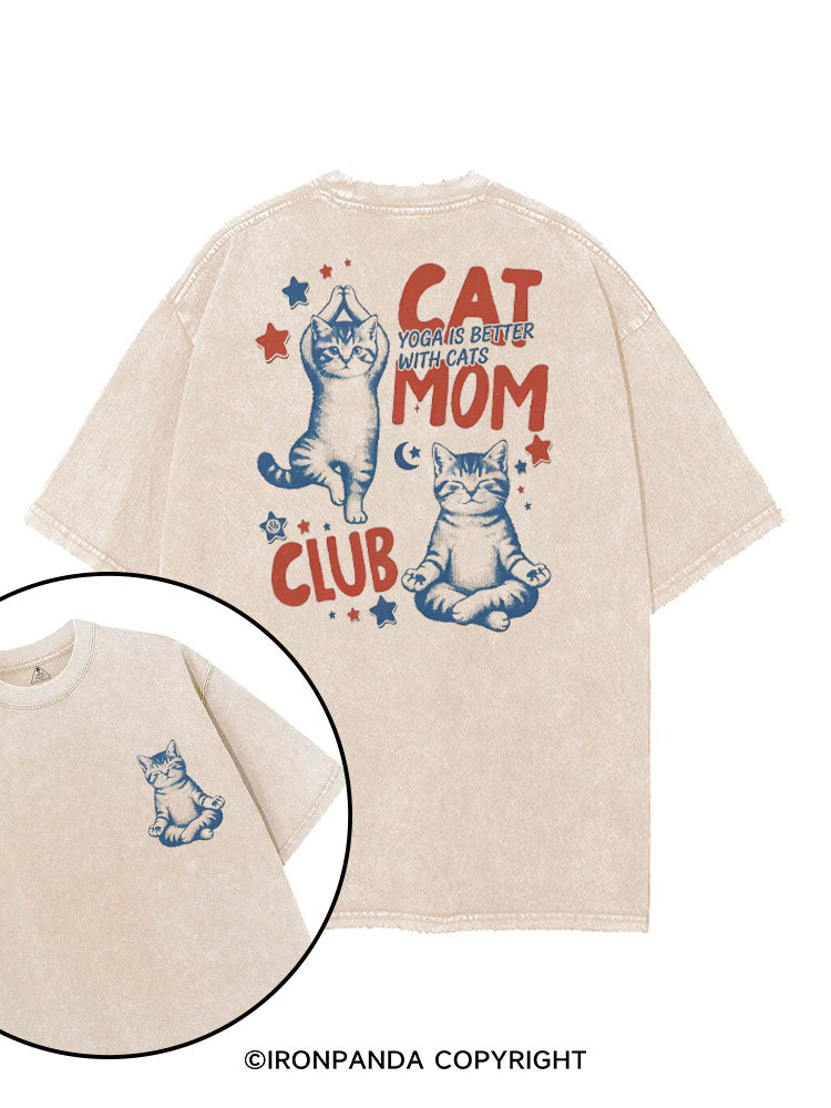 CAT MOM CLUB YOGA IS BETTER WITH CATS printed Gym Shirt