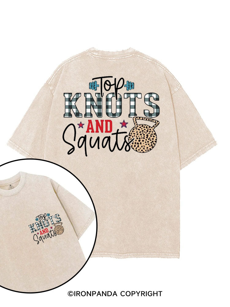 TOP KNOTS AND SQUATS FUNNY GYM printed Gym Shirt