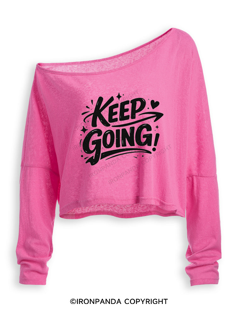 KEEP GOING!♥ Off Shoulder Long Sleeve Crop Top