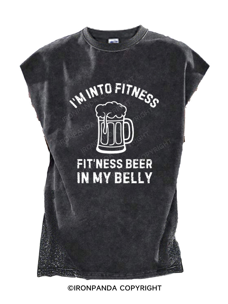 I'm Into Fitness Beer In My Belly Humor Cut Off Tank