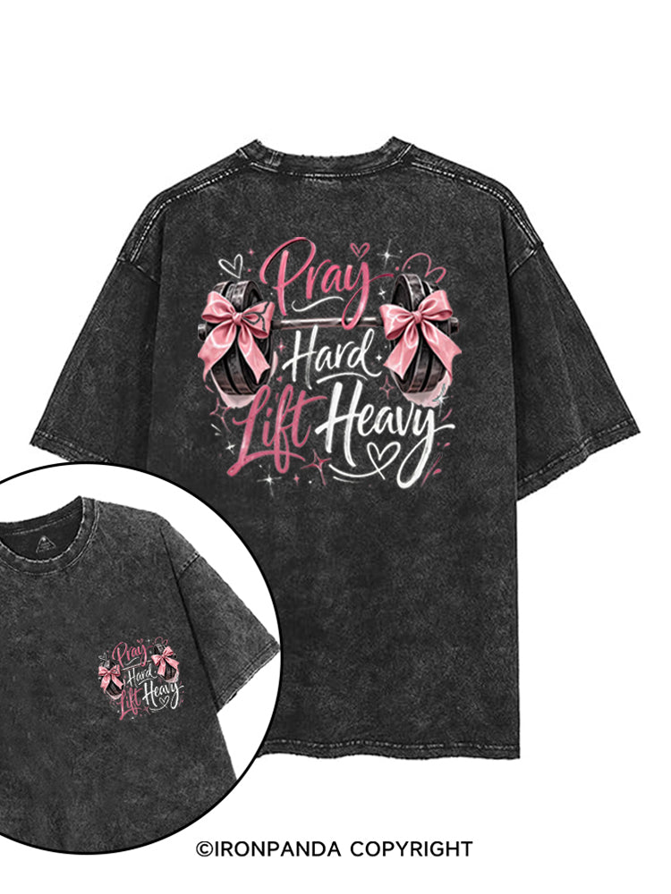 PRAY HARD LIFT HEAVY CHRISTIAN FITNESS printed Gym Shirt