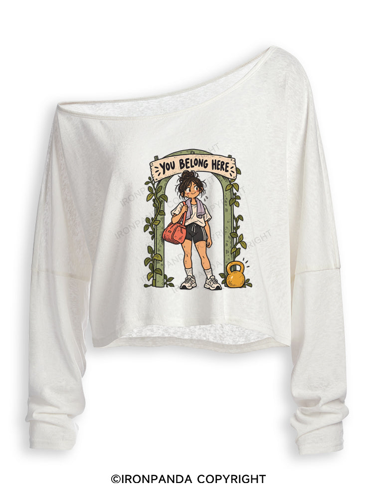 You Belong Here Off Shoulder Long Sleeve Crop Top