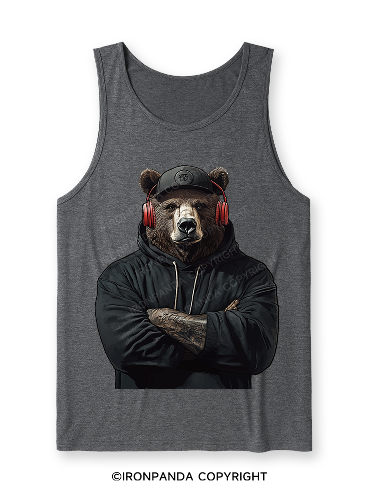 Bear with headphones Ultra Soft Heather Tank