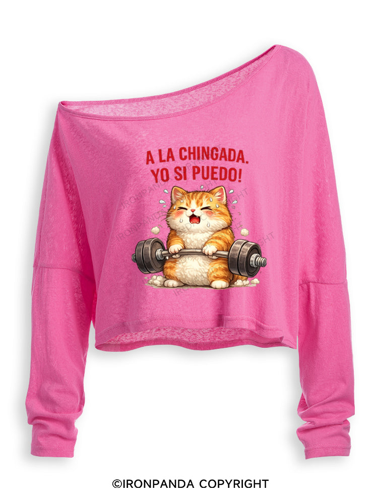 A LA CHINGADA. YO SI PUEDO! Off Shoulder Long Sleeve Crop Top