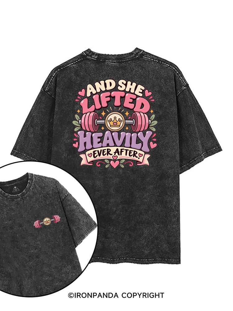 AND SHE LIFTED HEAVILY EVER AFTER FUNNY GYM printed Gym Shirt