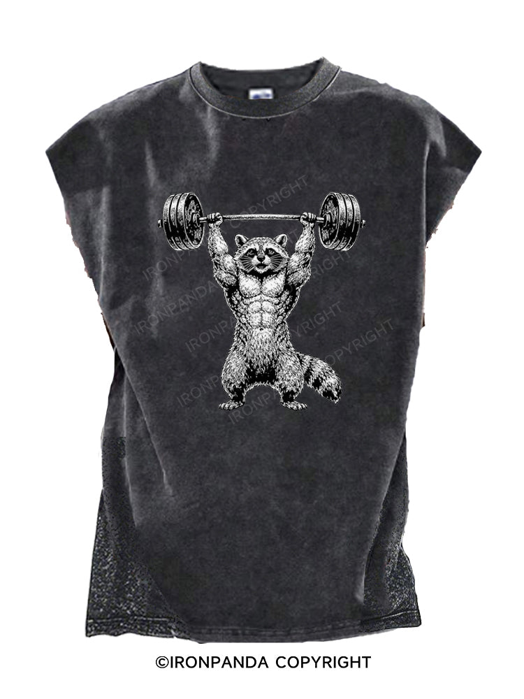 Buff Raccoon Weightlifting Cut Off Tank