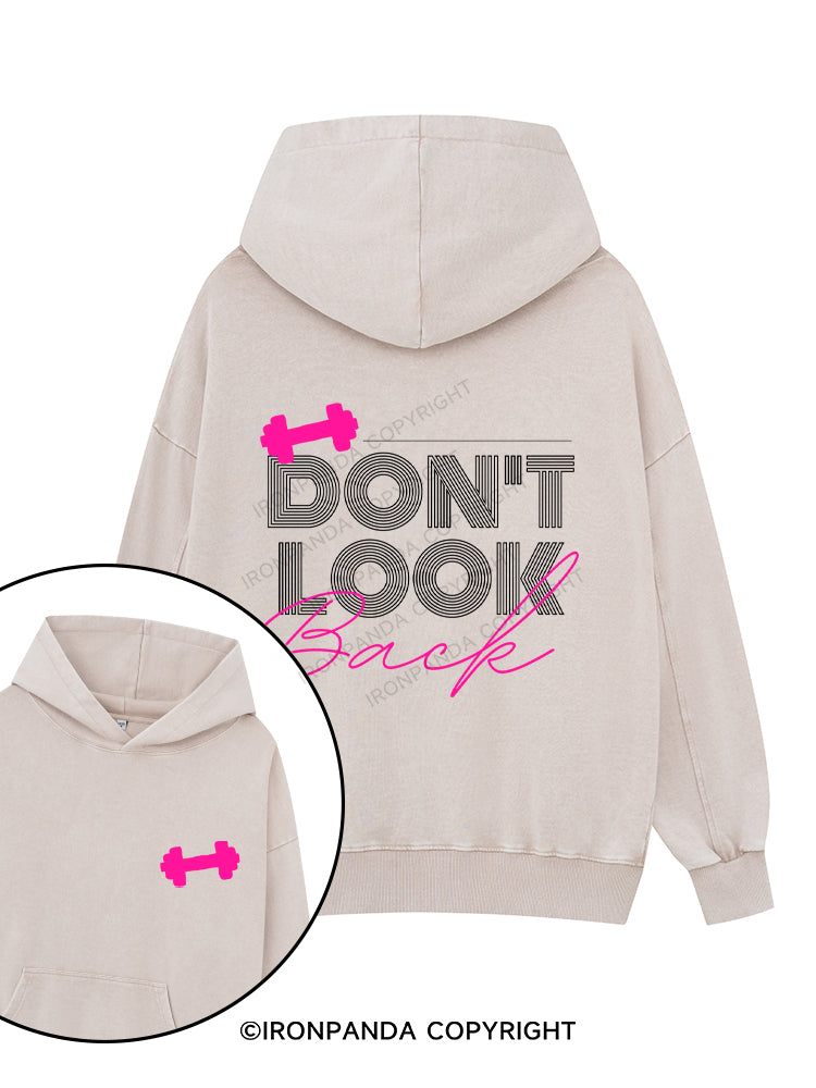 DON'T LOOK BACK GYM LIFE Printed Washed Gym Hoodie
