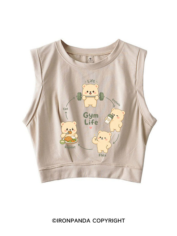 GYM LIFE CUTE BEAR SLEEVELESS CROP TOPS