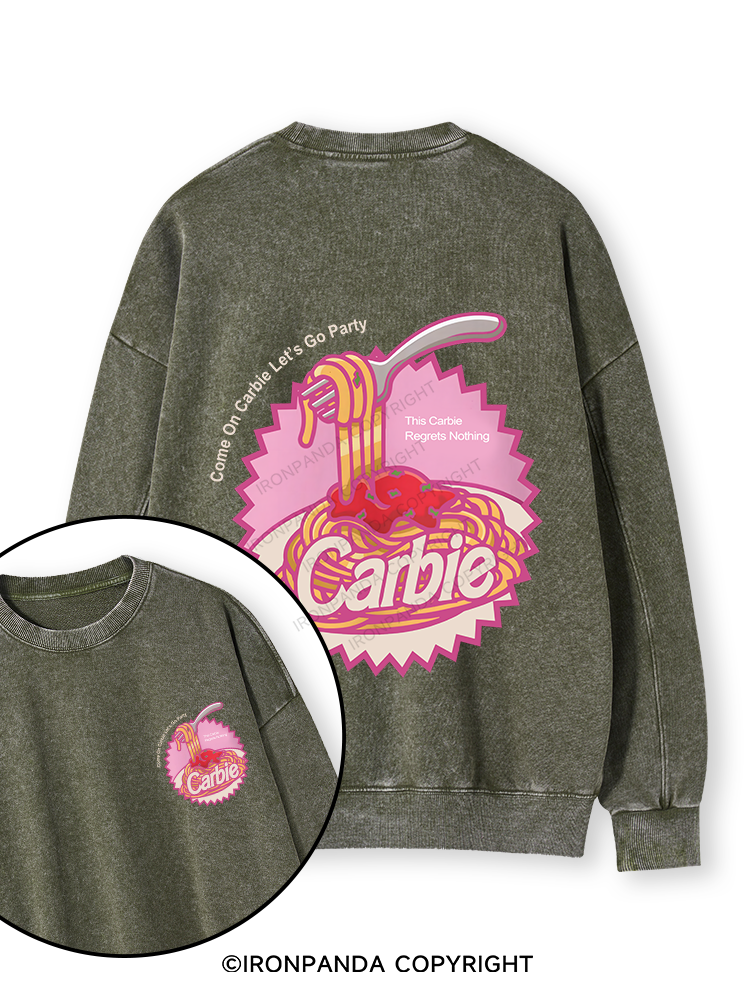 Carbie I Love Carbs Bread Pasta Pizza Double-Sided Printed Washed Sweatshirt