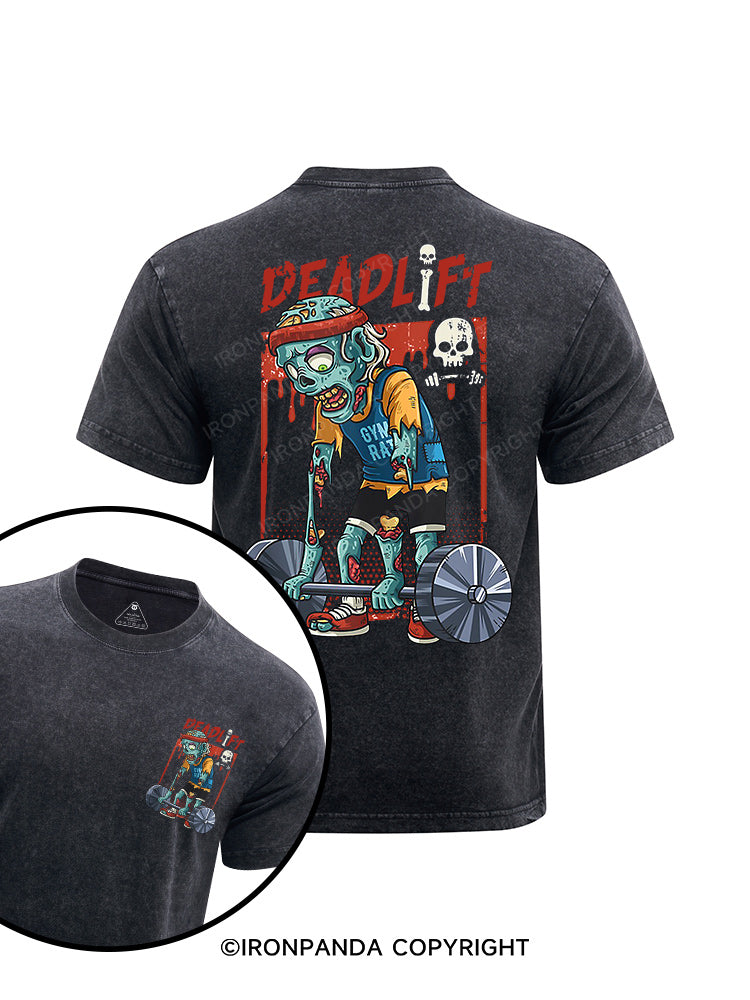 deadlift zombie printed Washed Gym Shirt