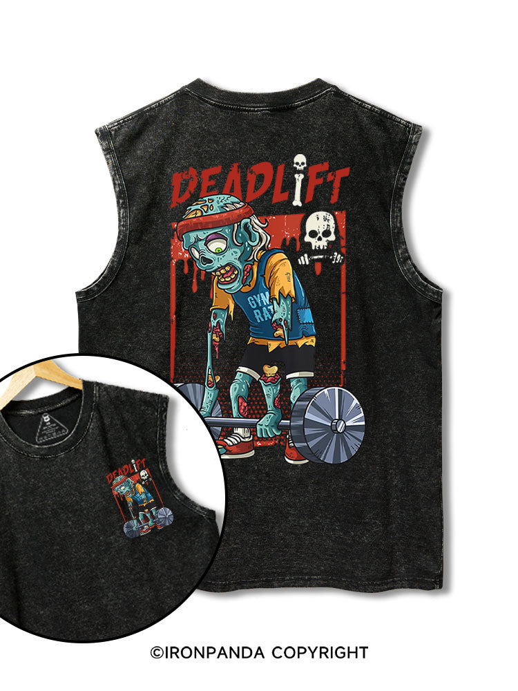 deadlift zombie printed Washed Gym tank
