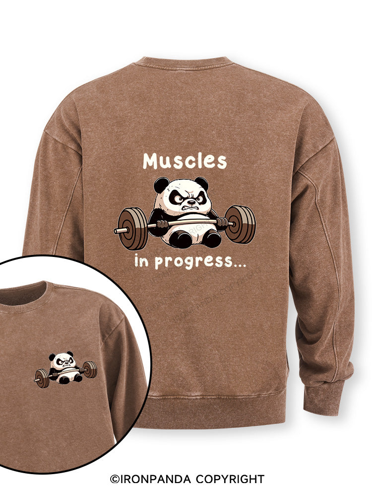 muscles in progress Double-Sided Printed Washed Sweatshirt