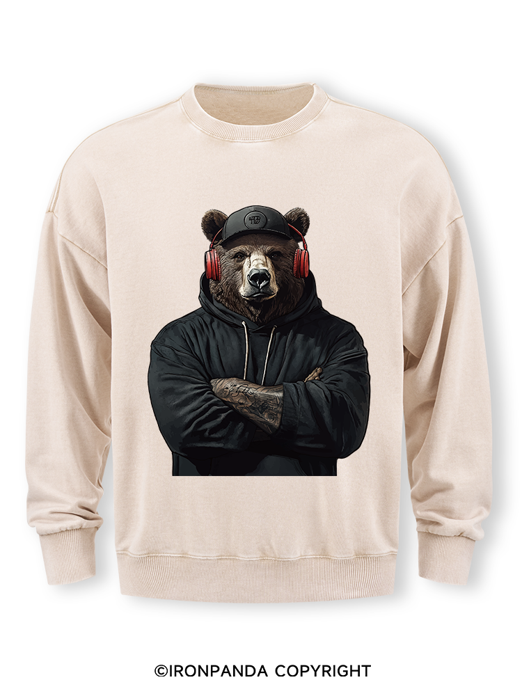 Bear with headphones Washed Sweatshirt