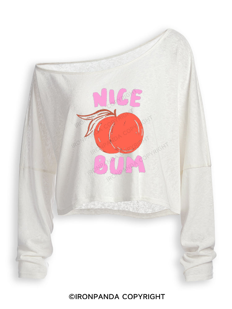 NICE BUM PEACHY Off Shoulder Long Sleeve Crop Top
