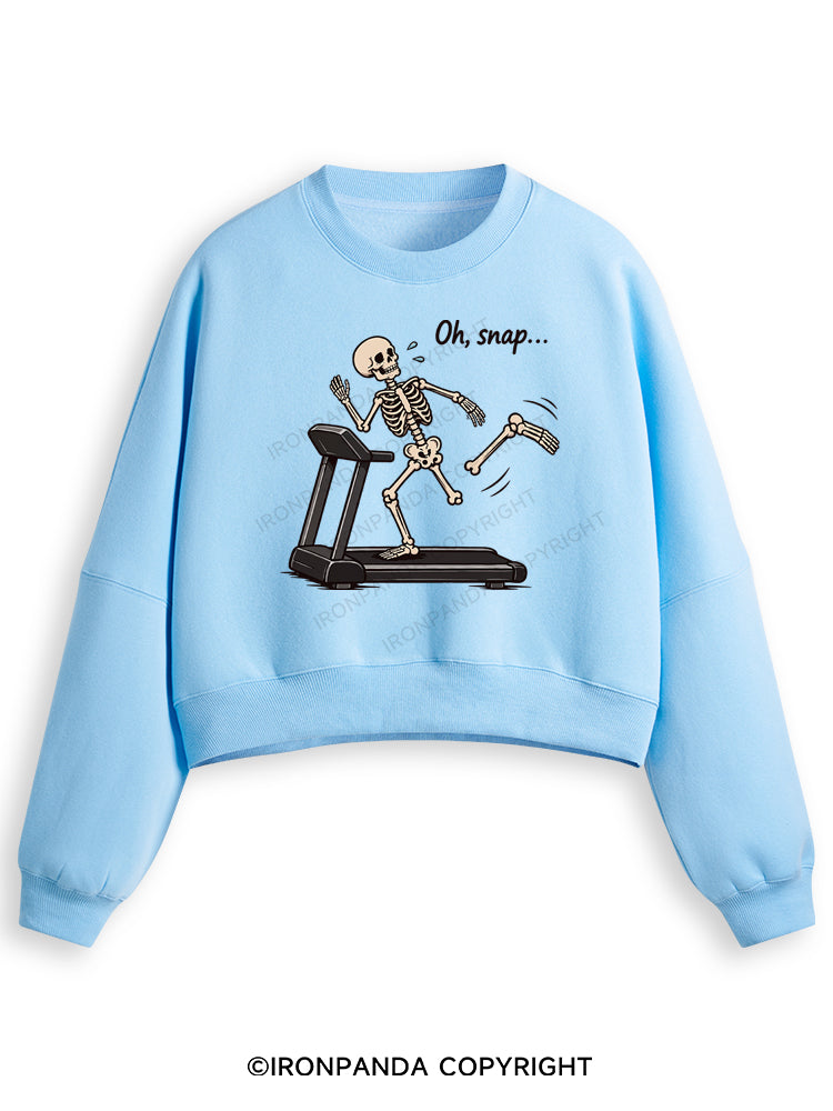 Oh Snap Funny Skeleton Fleece Crop Sweatshirt