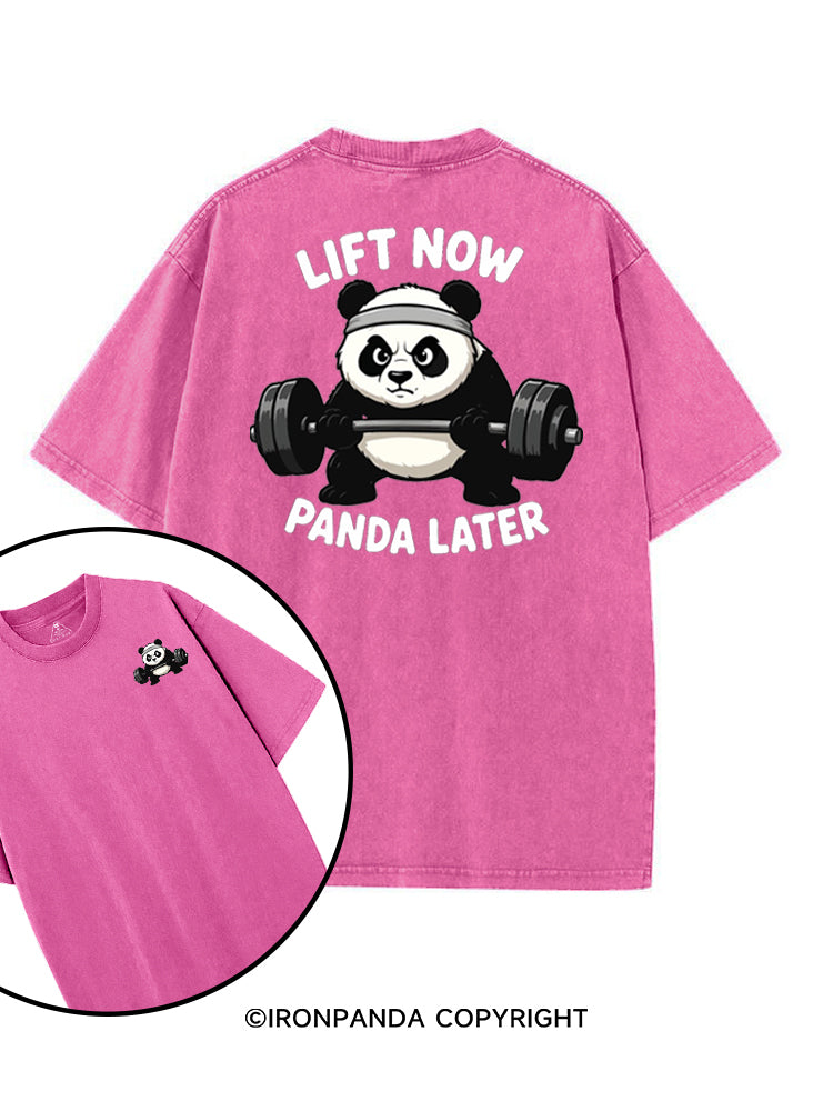LIFT NOW PANDA LATER printed Gym Shirt
