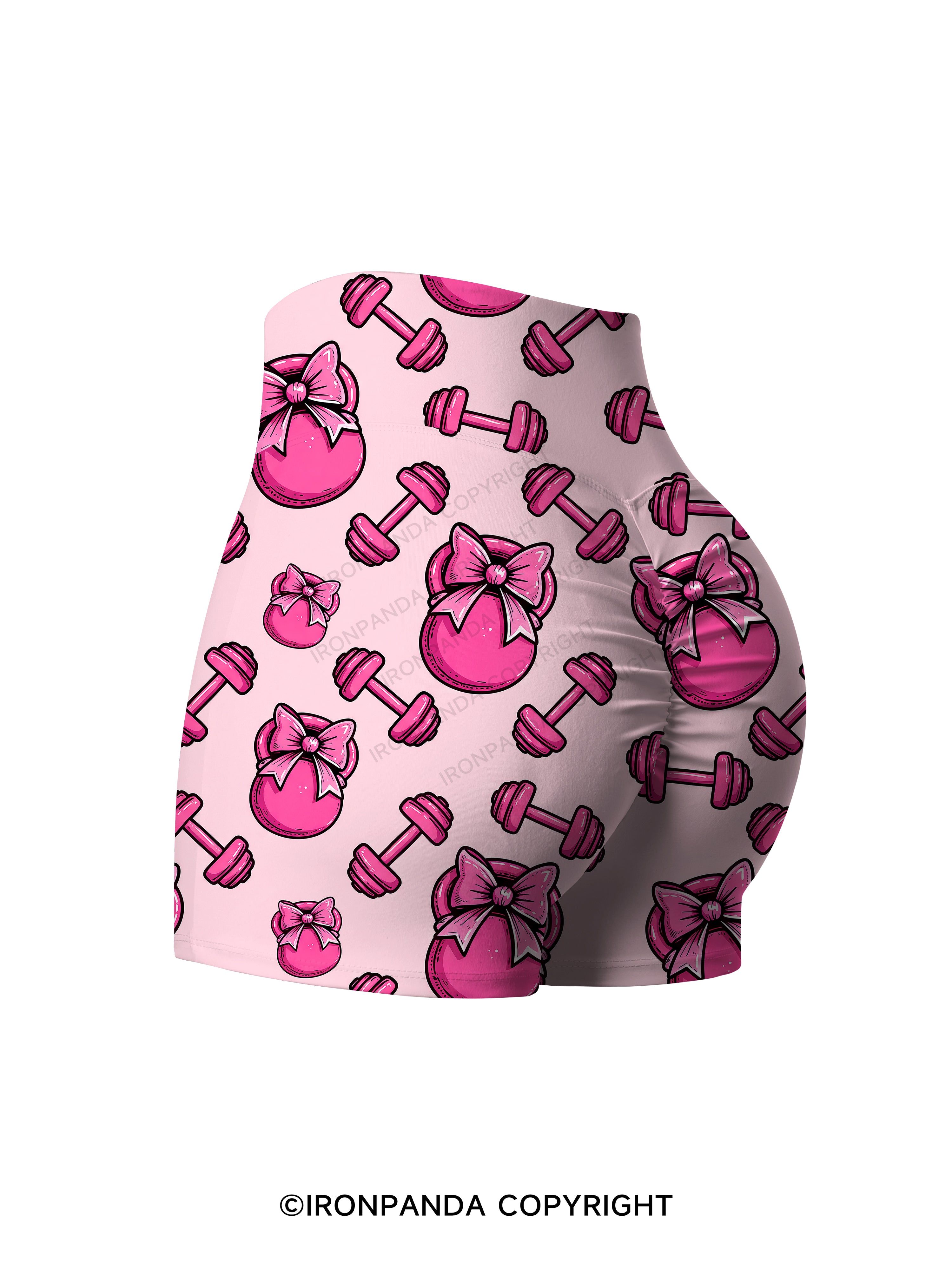 Pink Bow Gym Printed Yoga Shorts