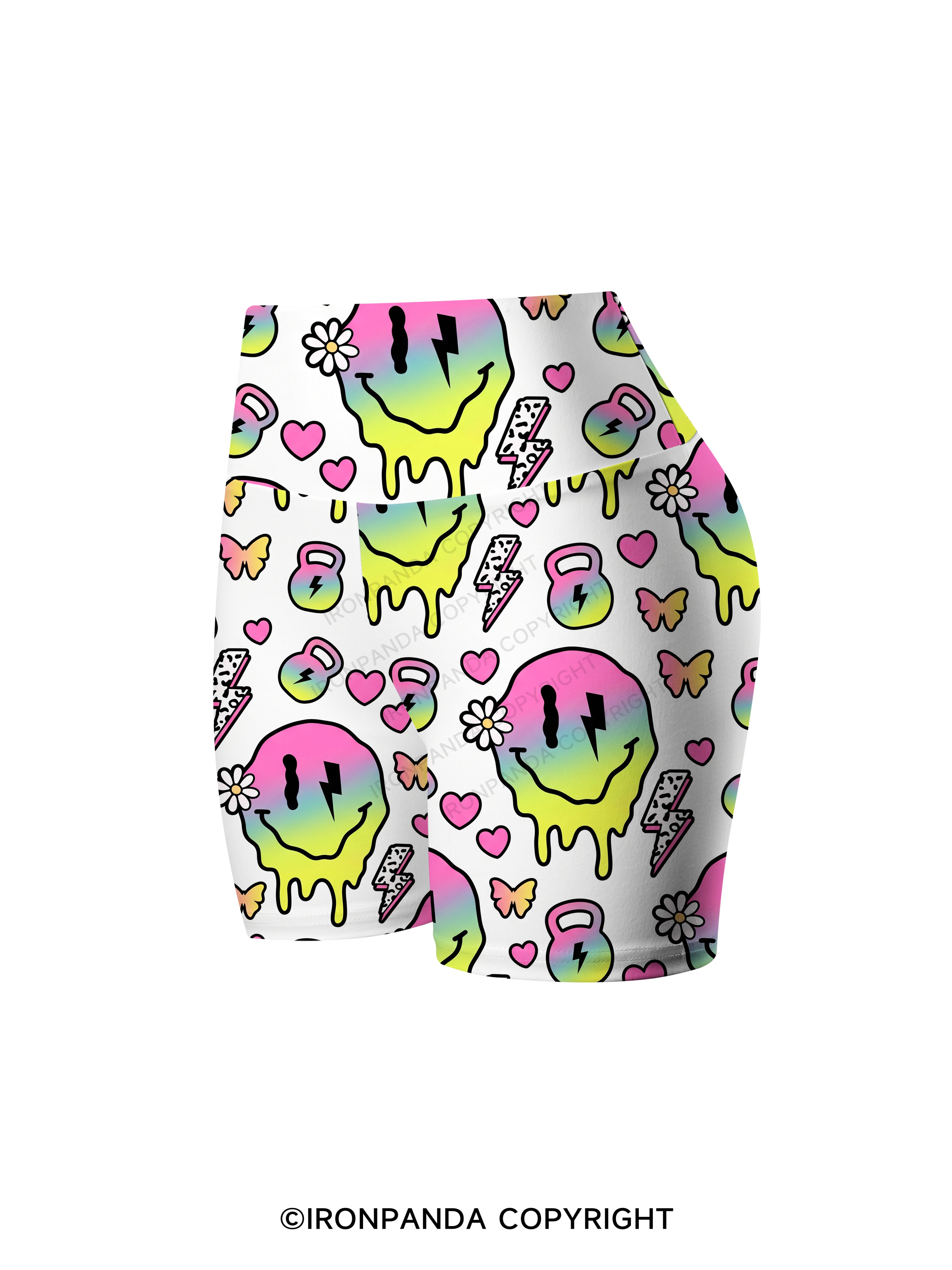 Melty Kettlebell Smile Printed Yoga Cycling Shorts