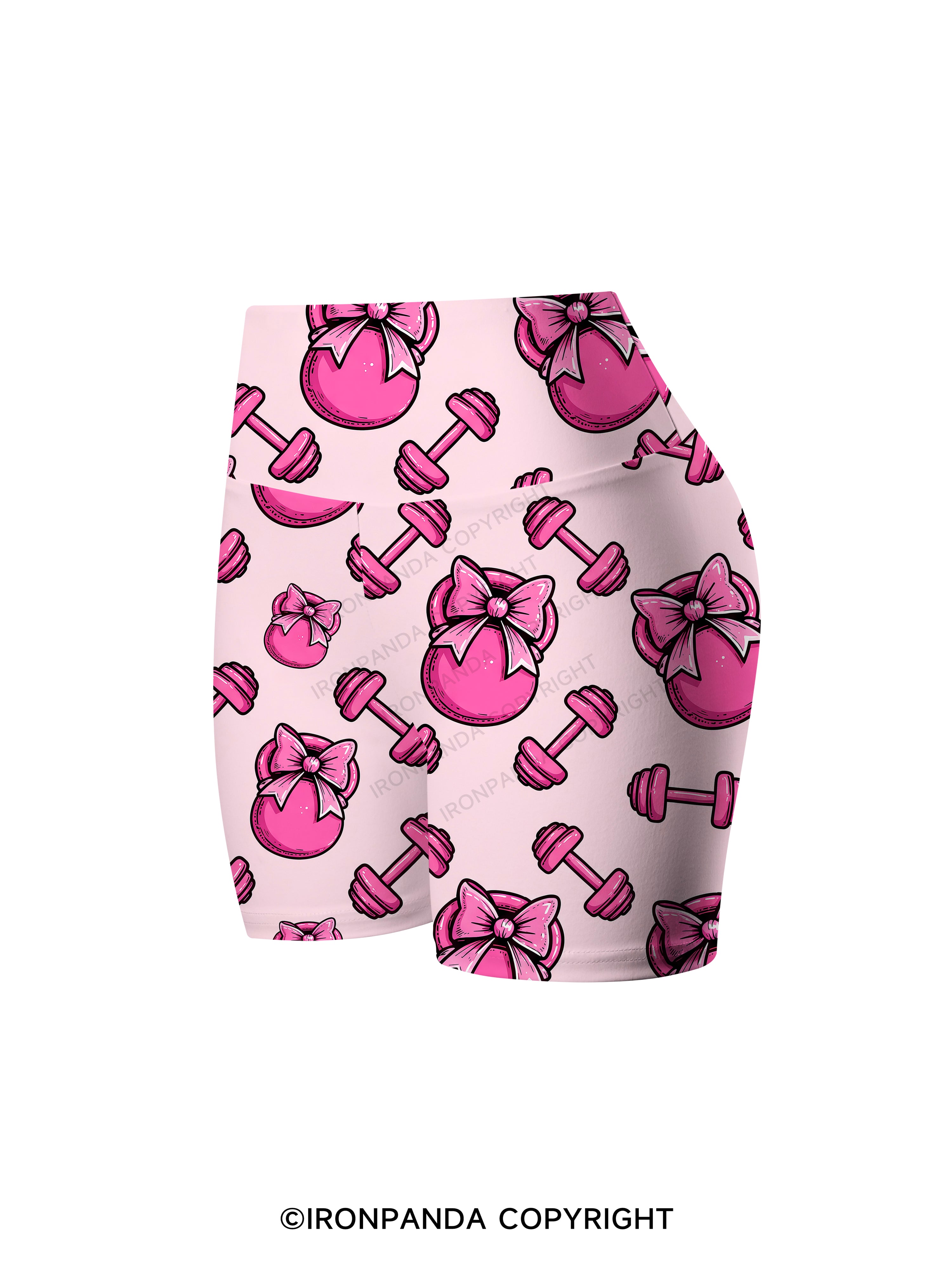 Pink Bow Gym Printed Yoga Cycling Shorts