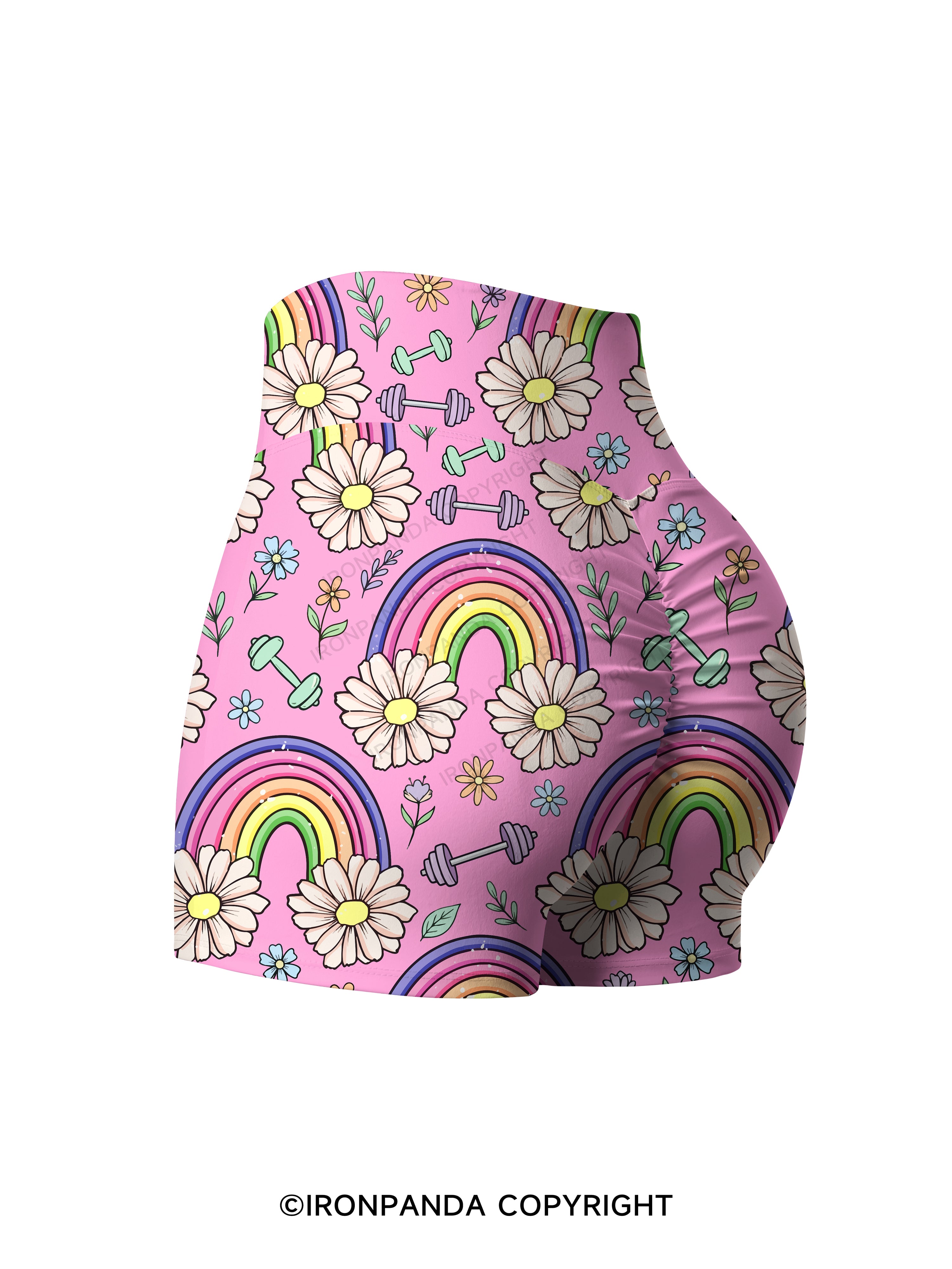 Daisy Rainbow Lifts Printed Yoga Shorts