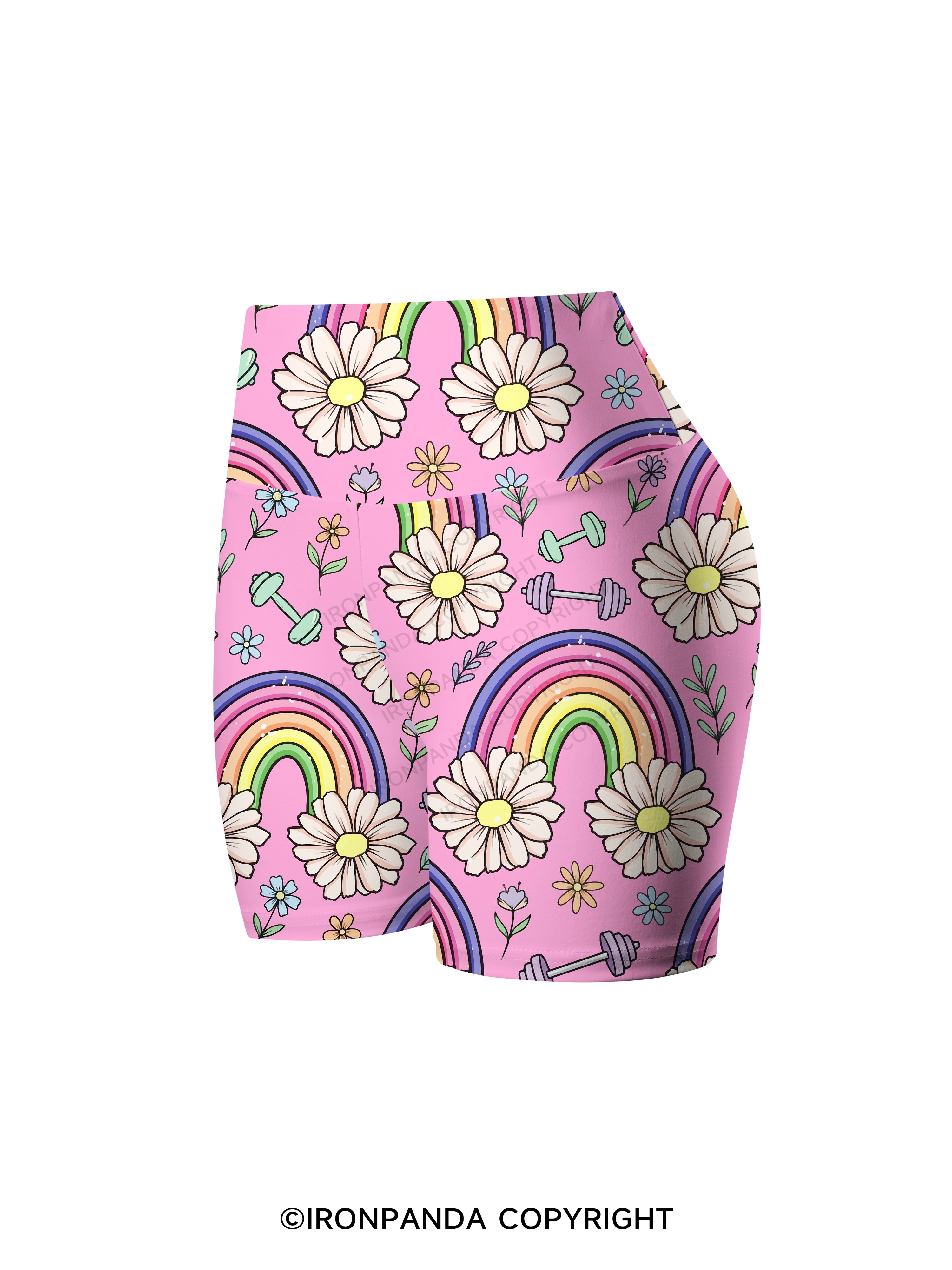 Daisy Rainbow Lifts Printed Yoga Cycling Shorts